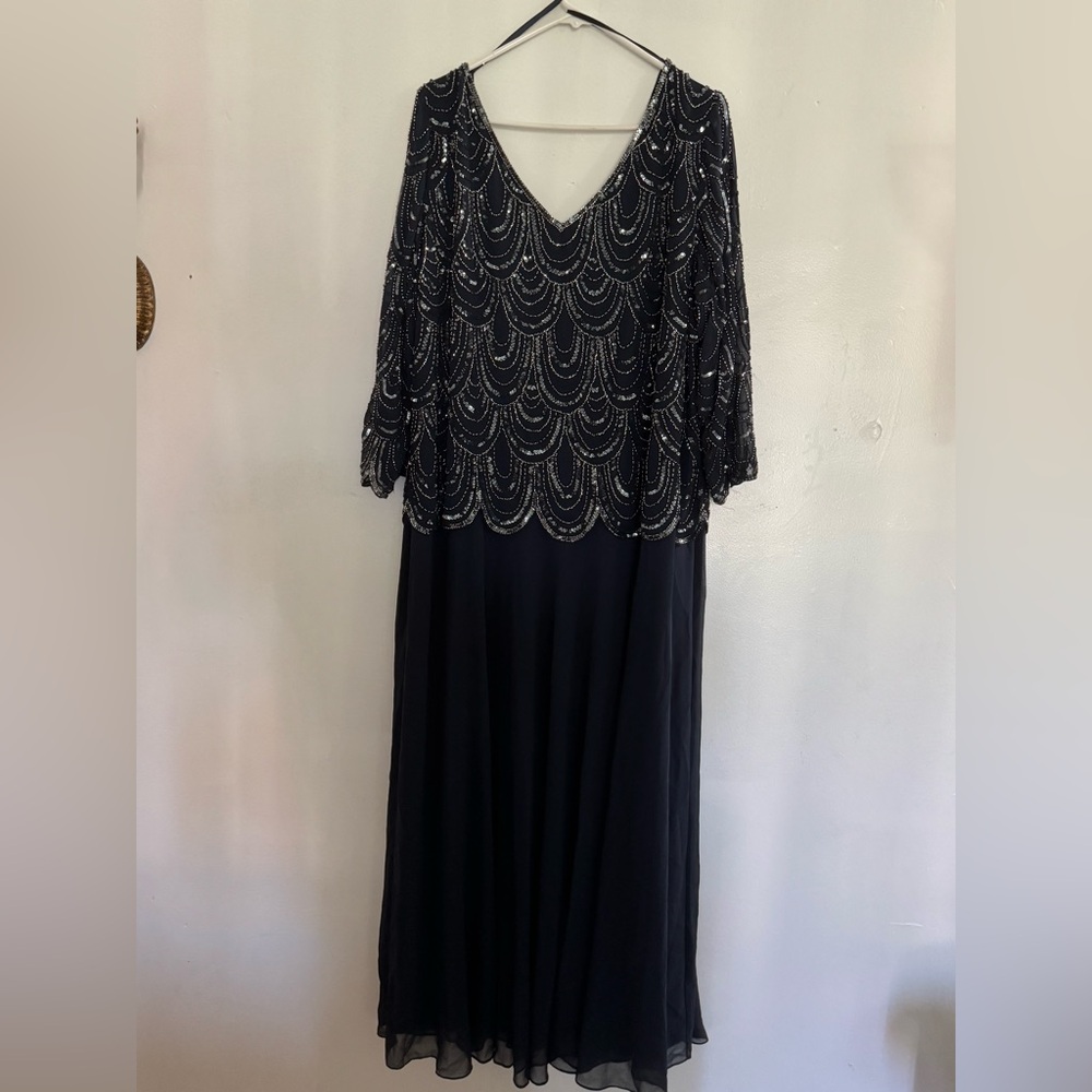 J Kara Midnight Blue Sequin Gown